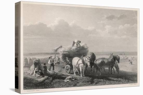 Loading the Hay Cart-John Cousen-Stretched Canvas