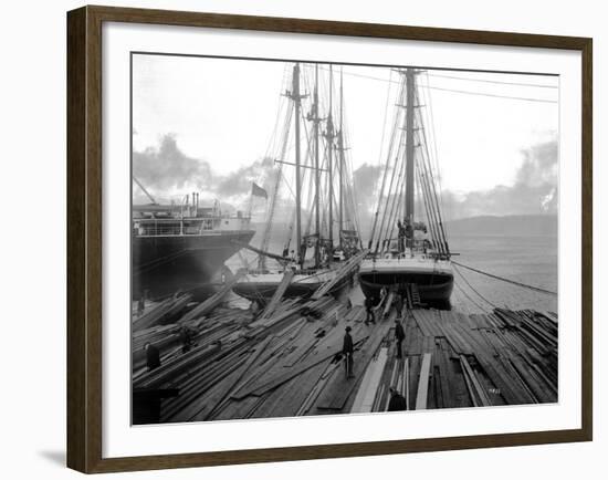 Loading Timber at Tacoma Mill, 1909-Asahel Curtis-Framed Giclee Print