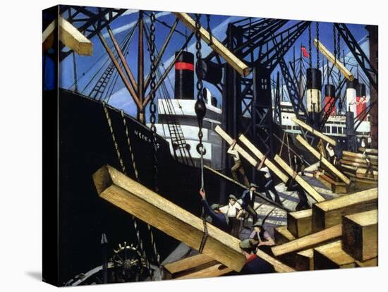 Loading Timber, Southampton Docks, 1916-17-Christopher Richard Wynne Nevinson-Stretched Canvas