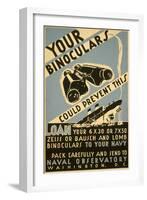 Loan Your Binoculars, WW II Navy Poster-null-Framed Art Print