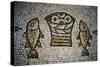 Loaves and Fish, Mosaic in the Church of the Multiplication, 4th Century, Tabgha, Israel-null-Stretched Canvas