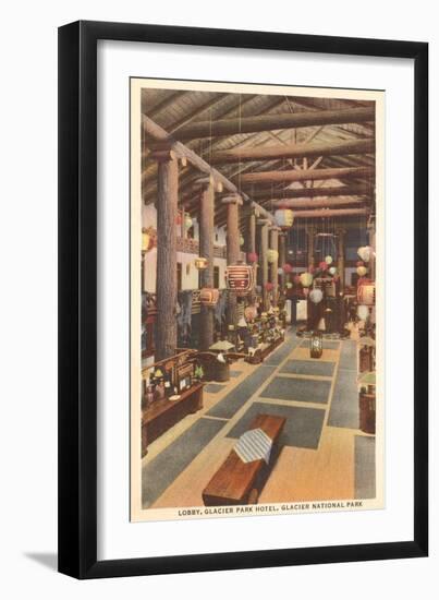 Lobby, Glacier Park Hotel, Montana-null-Framed Art Print