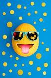 Funny Cheerful Melon with Sunglasses on a Blue Colorful-Lobro-Framed Stretched Canvas
