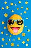 Funny Cheerful Melon with Sunglasses on a Blue Colorful-Lobro-Framed Art Print