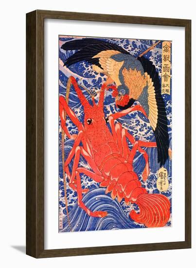 Lobster and Bird-Kuniyoshi Utagawa-Framed Giclee Print