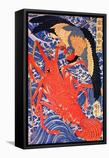 Lobster and Bird-Kuniyoshi Utagawa-Framed Stretched Canvas