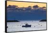 Lobster Boat at Dawn in Rye Harbor, New Hampshire-Jerry & Marcy Monkman-Framed Stretched Canvas