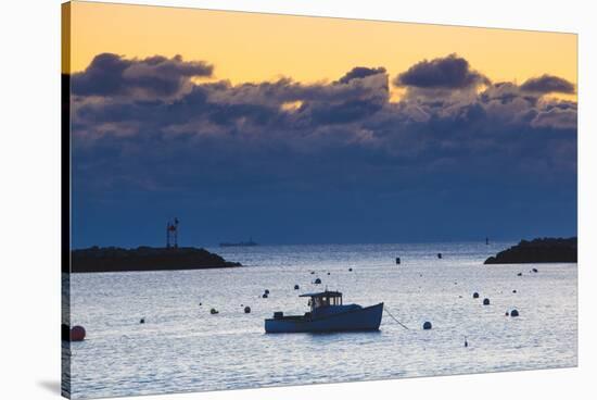 Lobster Boat at Dawn in Rye Harbor, New Hampshire-Jerry & Marcy Monkman-Stretched Canvas