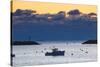 Lobster Boat at Dawn in Rye Harbor, New Hampshire-Jerry & Marcy Monkman-Stretched Canvas