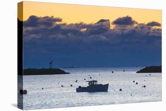 Lobster Boat at Dawn in Rye Harbor, New Hampshire-Jerry & Marcy Monkman-Stretched Canvas