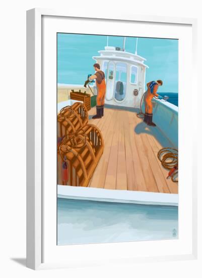 Lobster Boat Fishing-Lantern Press-Framed Art Print