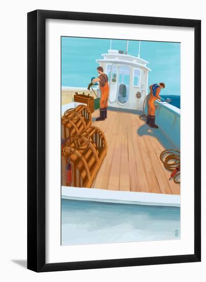 Lobster Boat Fishing-Lantern Press-Framed Art Print