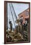 Lobster-Boat Unloaded Along a Maine Pier, circa 1880-null-Framed Giclee Print