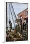 Lobster-Boat Unloaded Along a Maine Pier, circa 1880-null-Framed Premium Giclee Print