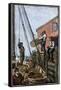 Lobster-Boat Unloaded Along a Maine Pier, circa 1880-null-Framed Stretched Canvas