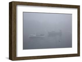 Lobster Boats and in Fog, New Harbor, Maine, USA-Lynn M^ Stone-Framed Photographic Print