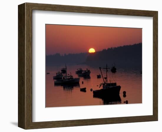 Lobster Boats in Harbor at Sunrise, Stonington, Maine, USA-Joanne Wells-Framed Photographic Print