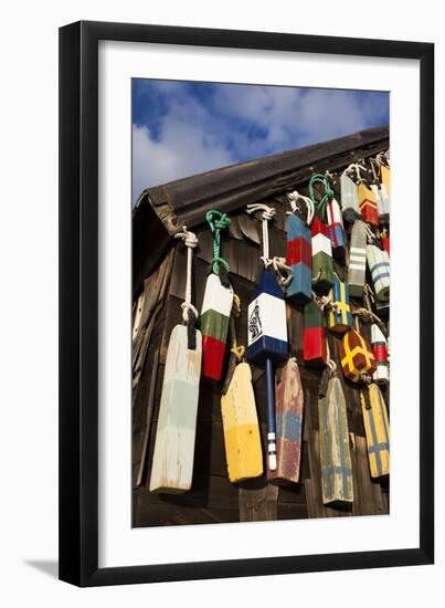 Lobster Buoys, Gloucester, Massachusetts, USA-Walter Bibikow-Framed Premium Photographic Print