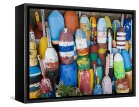 Lobster Buoys, Rockport Harbour, Rockport, Cape Ann, Massachusetts, USA-Walter Bibikow-Framed Stretched Canvas