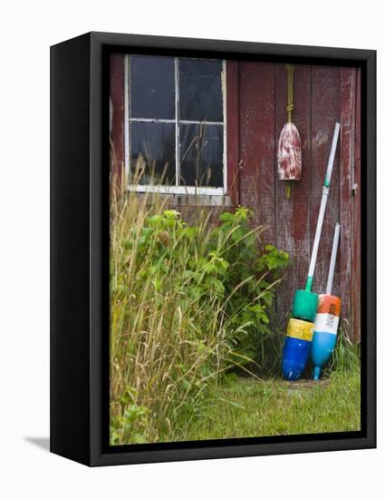 Lobster Buoys, Thatcher Island, Rockport, Cape Ann, Massachusetts, USA-Walter Bibikow-Framed Stretched Canvas