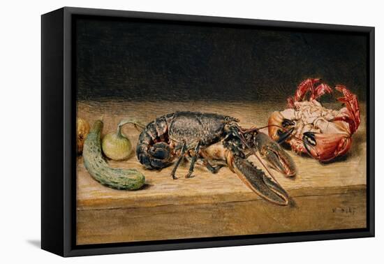 Lobster, Crab and Cucumber, 1827 (W/C on Paper)-William Henry Hunt-Framed Stretched Canvas