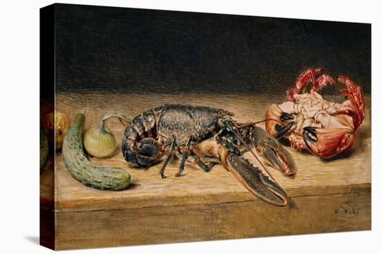 Lobster, Crab and Cucumber, 1827 (W/C on Paper)-William Henry Hunt-Stretched Canvas