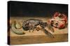 Lobster, Crab and Cucumber, 1827 (W/C on Paper)-William Henry Hunt-Stretched Canvas