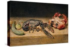 Lobster, Crab and Cucumber, 1827 (W/C on Paper)-William Henry Hunt-Stretched Canvas