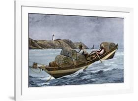 Lobster Fishermen in the Grand Manan Channel Between Maine and New Brunswick, 1890s-null-Framed Giclee Print