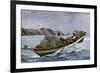 Lobster Fishermen in the Grand Manan Channel Between Maine and New Brunswick, 1890s-null-Framed Giclee Print