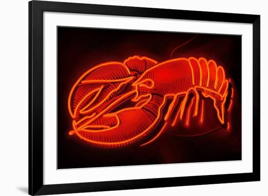 Lobster Neon Sign-Lantern Press-Framed Art Print