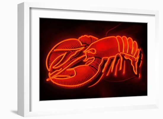 Lobster Neon Sign-Lantern Press-Framed Art Print