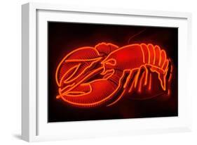 Lobster Neon Sign-Lantern Press-Framed Art Print