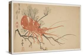 Lobster, Plum and Pine Branch, C.1818-Shibata Git?-Stretched Canvas