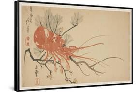 Lobster, Plum and Pine Branch, C.1818-Shibata Git?-Framed Stretched Canvas