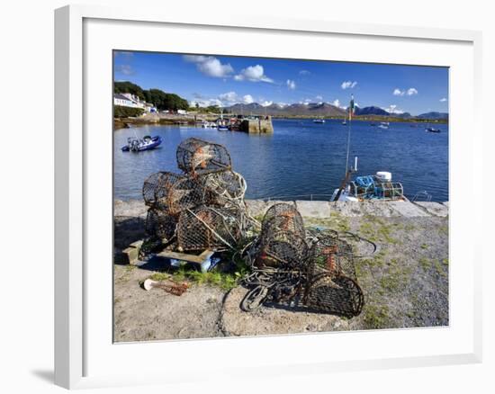 Lobster Pots at Roundstone Harbour, Connemara, County Galway, Connacht, Republic of Ireland, Europe-David Wogan-Framed Photographic Print