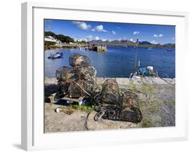 Lobster Pots at Roundstone Harbour, Connemara, County Galway, Connacht, Republic of Ireland, Europe-David Wogan-Framed Photographic Print