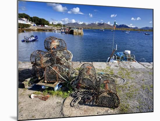 Lobster Pots at Roundstone Harbour, Connemara, County Galway, Connacht, Republic of Ireland, Europe-David Wogan-Mounted Photographic Print