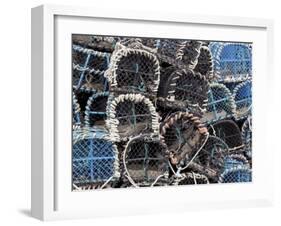 Lobster Pots in Fishing Harbour at Loguivy, Cote De Granit Rose, Cotes d'Armor, Brittany, France-David Hughes-Framed Photographic Print