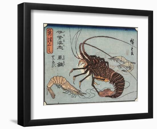 Lobster, Prawn and Shrimps, 1830-1844-Utagawa Hiroshige-Framed Giclee Print