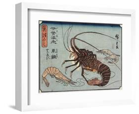 Lobster, Prawn and Shrimps, 1830-1844-Utagawa Hiroshige-Framed Giclee Print