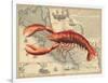 Lobster print on Nautical Map-Fab Funky-Framed Art Print