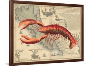 Lobster print on Nautical Map-Fab Funky-Framed Art Print