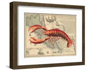 Lobster print on Nautical Map-Fab Funky-Framed Art Print