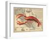 Lobster print on Nautical Map-Fab Funky-Framed Art Print