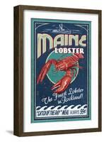 Lobster - Rockland, Maine-Lantern Press-Framed Art Print