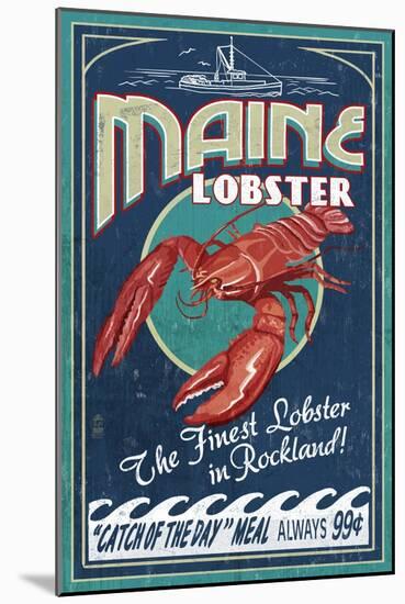 Lobster - Rockland, Maine-Lantern Press-Mounted Art Print