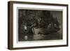 Lobster Spearing by Torchlight in Canada-null-Framed Giclee Print