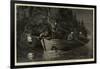 Lobster Spearing by Torchlight in Canada-null-Framed Giclee Print