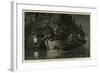 Lobster Spearing by Torchlight in Canada-null-Framed Giclee Print